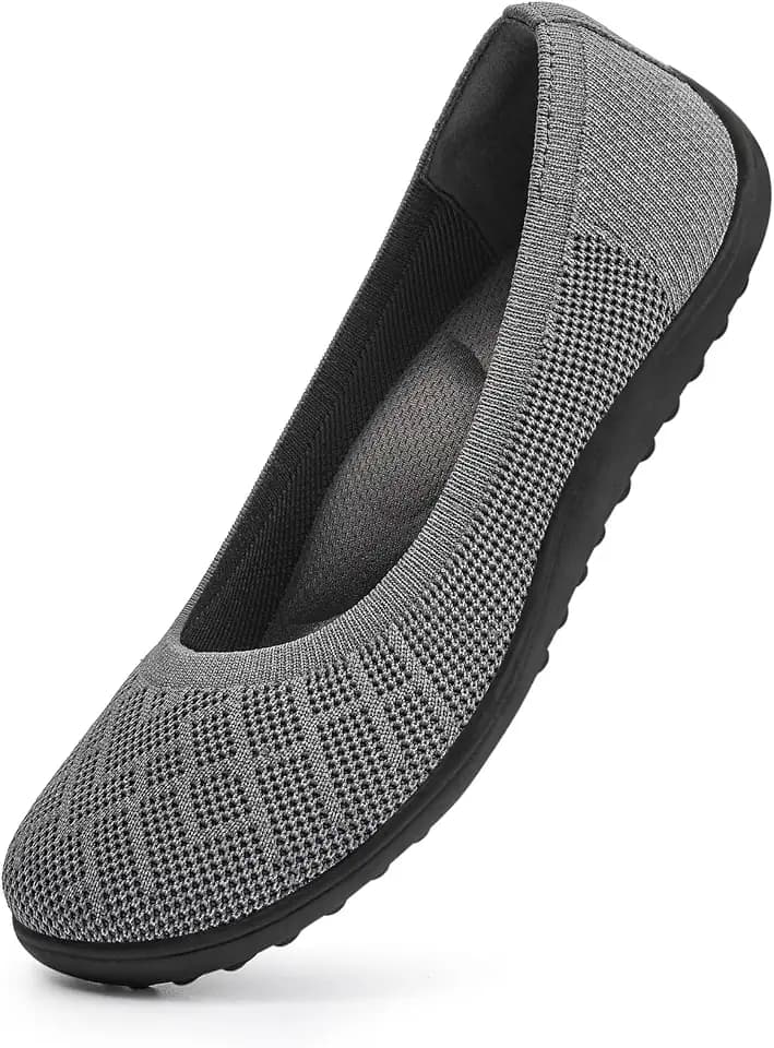 KBZone Women‘s Flat Shoes Round Toe Knit Ballet Flat Comfort Dressy Flat Walking Shoes