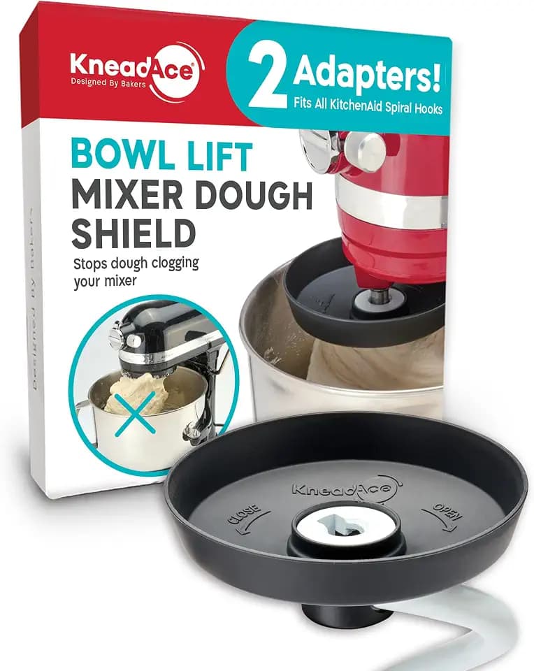 Spiral Dough Hook Shield for KitchenAid Bowl Lift, 2 Adapters, KneadAce
