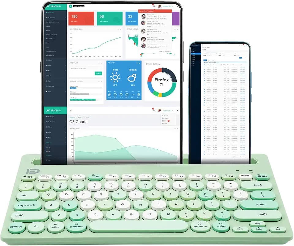 HUO JI Wireless Keyboard Multi-Device, Bluetooth & 2.4G Dual Mode for iPad
