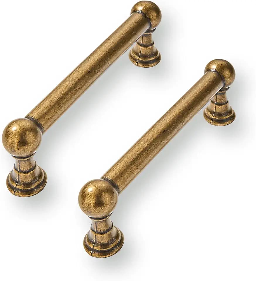 10 Pack 3 Inch Solid Kitchen Cabinet Handles Antique Brass Heavy Duty Cabinet Pulls Drawer Pulls Cabinet Hardware Kitchen Handles for Cabinets Cupboard Handles