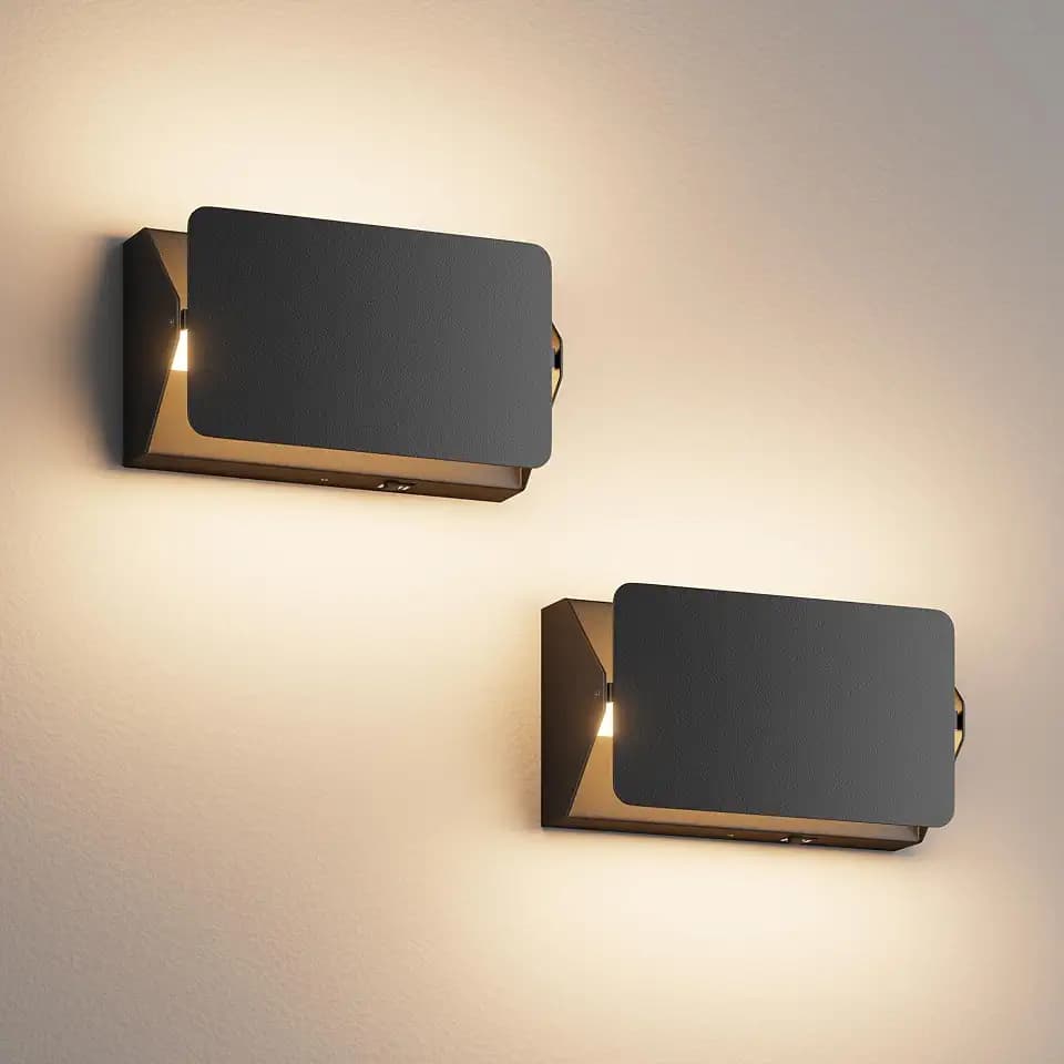 18W 5CCT Dimmable Led Wall Sconces Aluminum,Indoor,2-Pack,Black