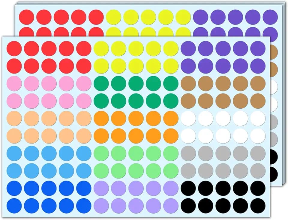 6000 Stück, 12mm Klebepunkte Bunt Runde Punkte Aufkleber - 15 Farben