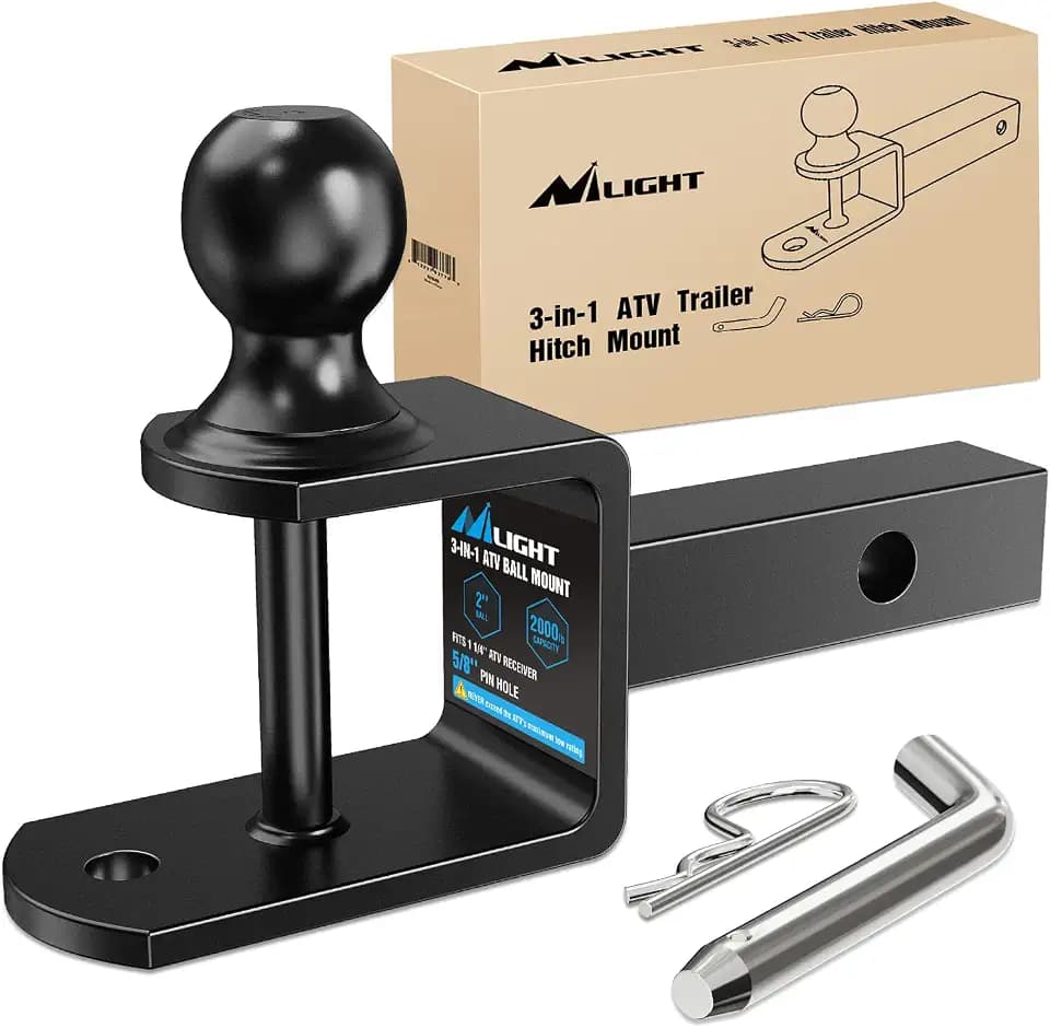 Nilight ATV UTV Trailer Hitch 3-in-1 Fits 1-1/4" Receiver with 2 inch Ball