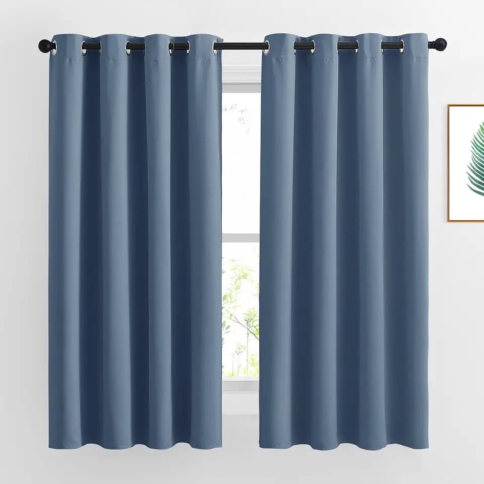 NICETOWN Bedroom Stone Blue Room Darkening Curtains, 2 Panels, W52xL63