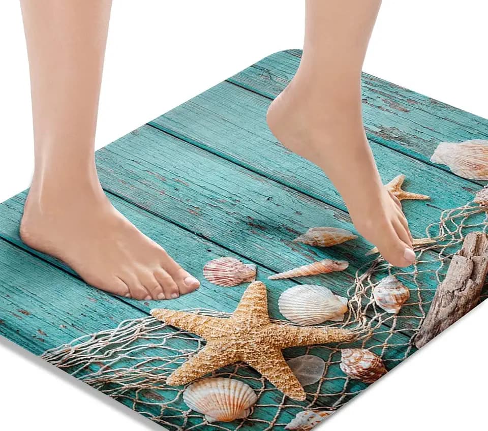 Britimes Bath Mat, Bathroom Rug, 20x32 Inch, Beach Seashells
