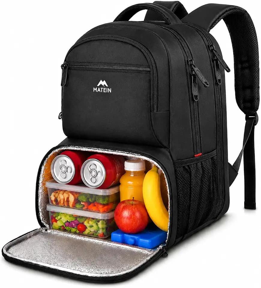 MATEIN Lunch Backpack for Men, 17 Inch Work Backpack with Lunch Compartment