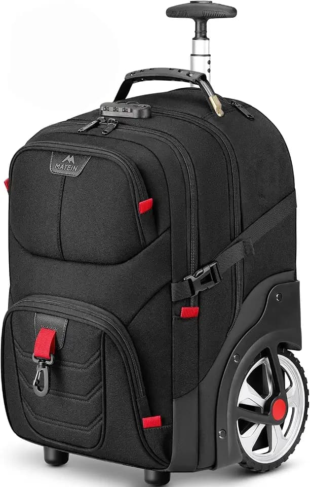 MATEIN Rolling Bag with Wheels, 17 Inch Laptop Roller Backpack for Adults