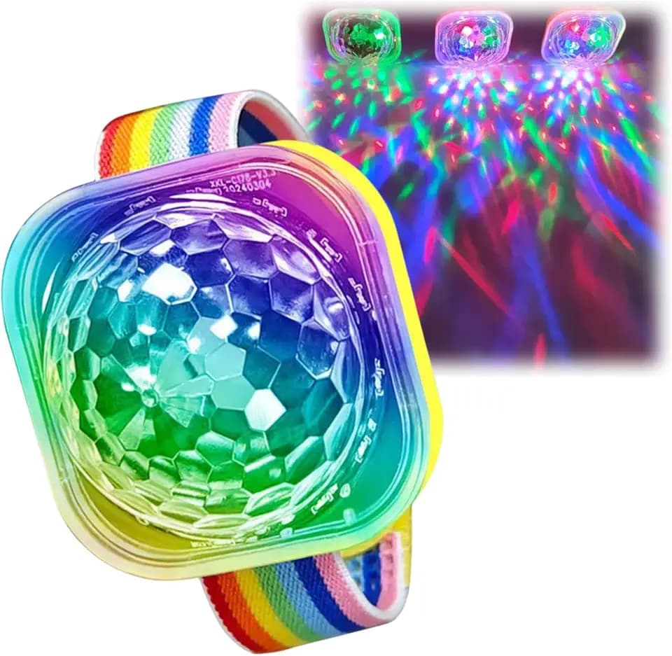 HIVETZ Discokugel-Licht, Disco-Armband mit LED-Bühnenlicht-Uhr, Soundaktivierte LED-Disco-Lichter, Tragbares Disco-Licht-Armband für Zuhause, Zimmer, Auto