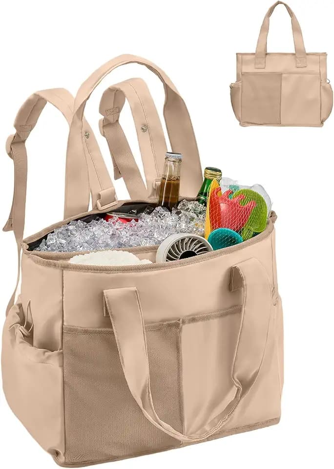 Odoland Kühltasche 26L Faltbar, Auslaufsicher Isoliertasche mit Kühlfach & Staufach, 2 in 1 Wasserdicht Picknicktasche mit Mehreren Taschen für Einkauf, Picknick, Arbeit, Strand