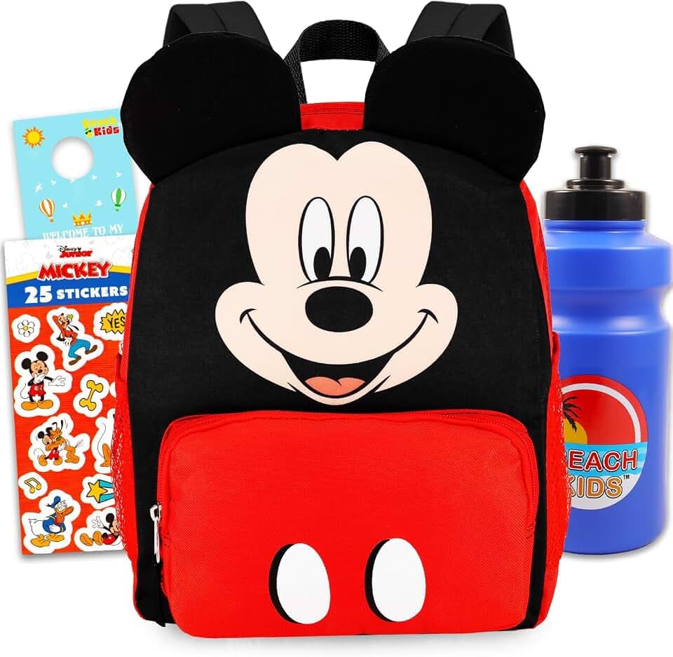 Mickey Mouse Mini Backpack for Kids Adults Bundle - 12" w Adjustable Straps