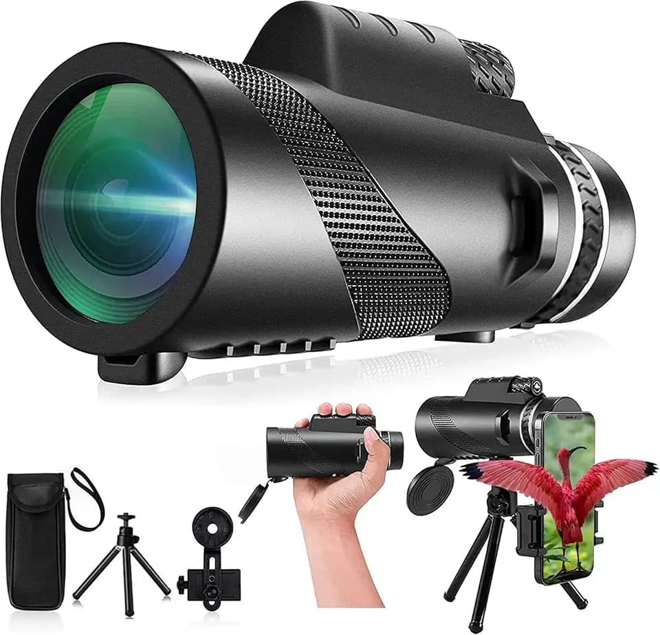 Monocular-Telescope 80x100 High Powered Monoculars High Definition for Adults High Powered with Smartphone Adapter Telescope Hunting Wildlife Bird Watching Travel Camping Hiking-Black