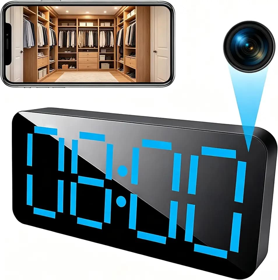 WiFi Hidden Camera Clock HD 1080P for Home, Bedroom, Office, Indoor Surveillance Spy Camera with Motion Detection/Night Vision