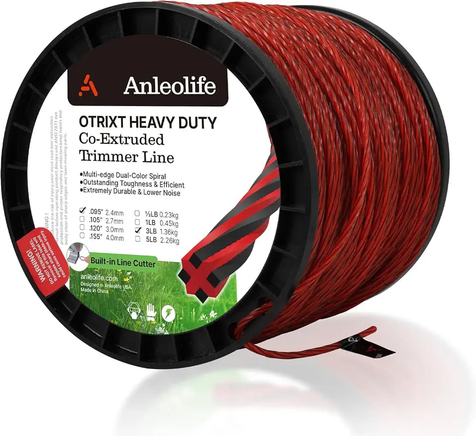 Anleolife .095" Octa-Twist Weed Eater String, Heavy Duty, 921ft 3 lb Spool