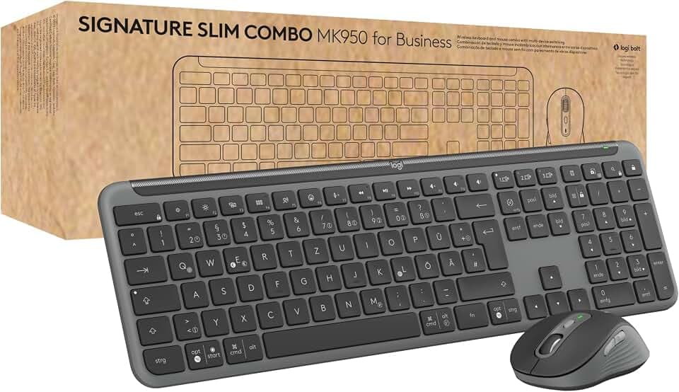Logitech Signature Slim MK950 for Business kabelloses Tastatur-Maus-Set