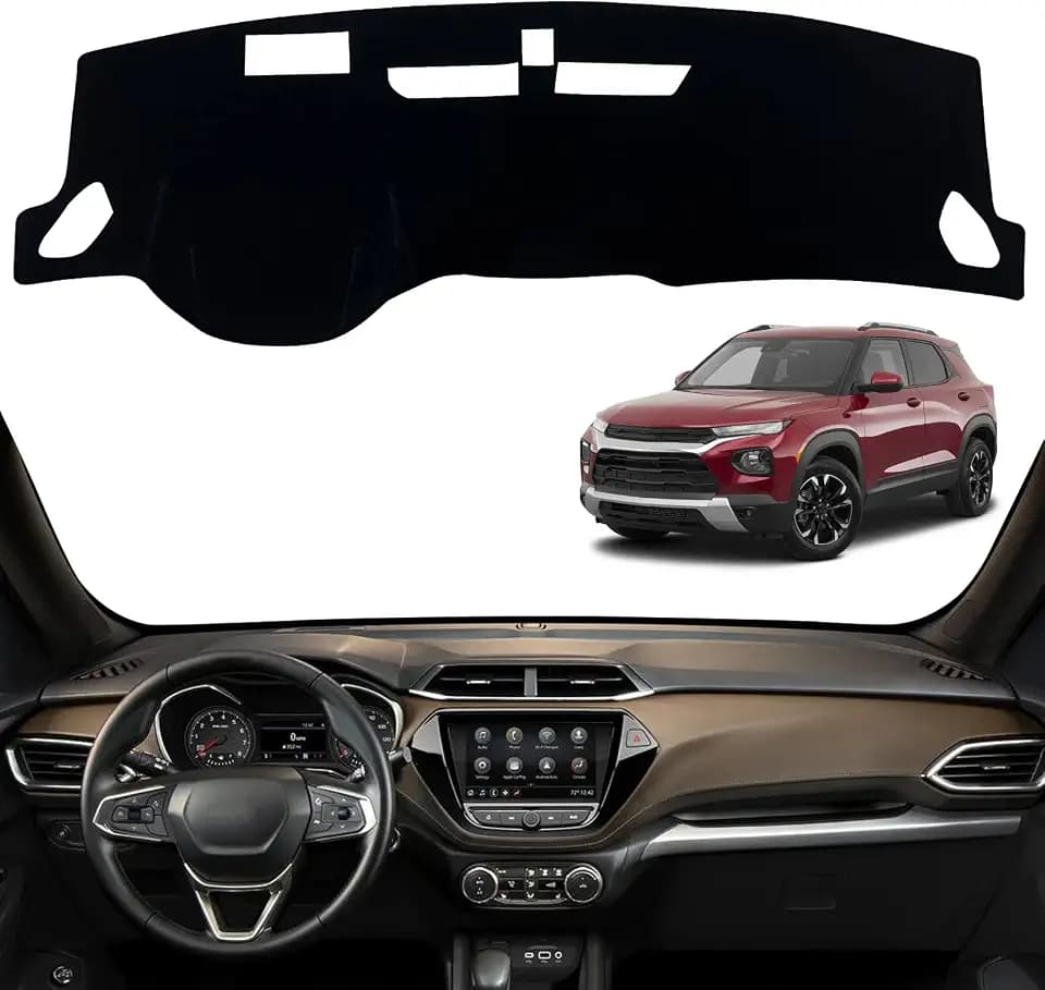 Dashboard Dash Board Cover Mat Pad Carpet Non-Slip Custom Compatible with Chevy/Chevrolet Trailblazer 2021 2022 2023 Protector Sunshield (Black Trim)
