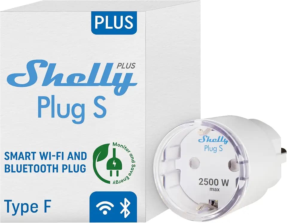Shelly Plus Plug S - Intelligente Steckdose Funktioniert mit Alexa & Google Home, programmierbare Steckdose mit Sprachsteuerung, Bluetooth und Wi-Fi-Gerät zur Automatisierung von Geräten Strommessung