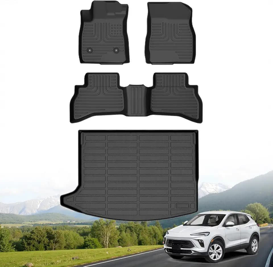 Floor Mats & Cargo Liner Set Fit for 2020-2026 Buick Encore GX AWD(Cargo Tray in Upper Deck Position)All Weather Protection Anti-Slip & Durable TPE Full Set Liners Automotive Accessories-Black