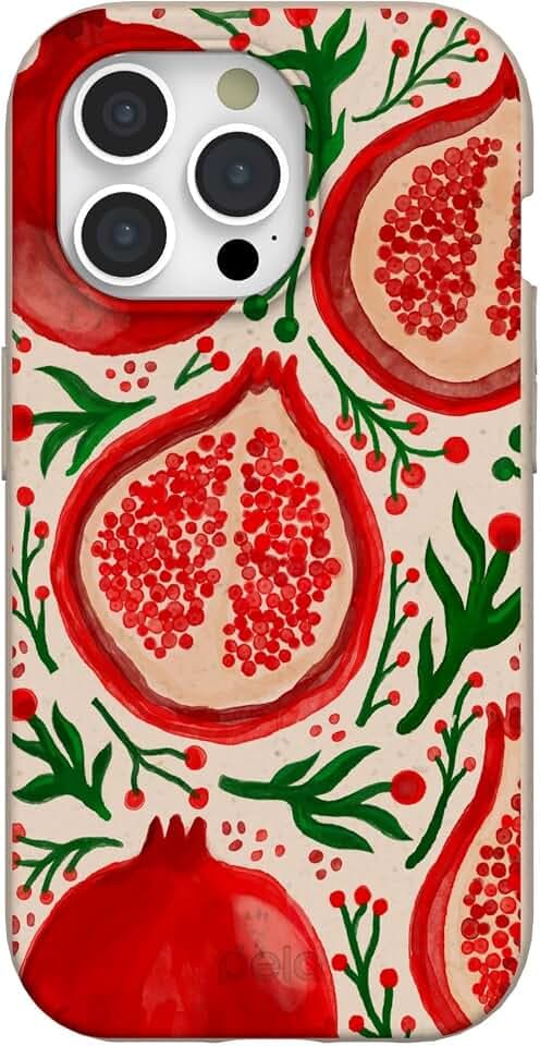 Pela | Phone Case Compatible with iPhone 15 Pro | Limited Edition | Supports Wireless Charging | Cute Eco Friendly | Pomegranate Cheer