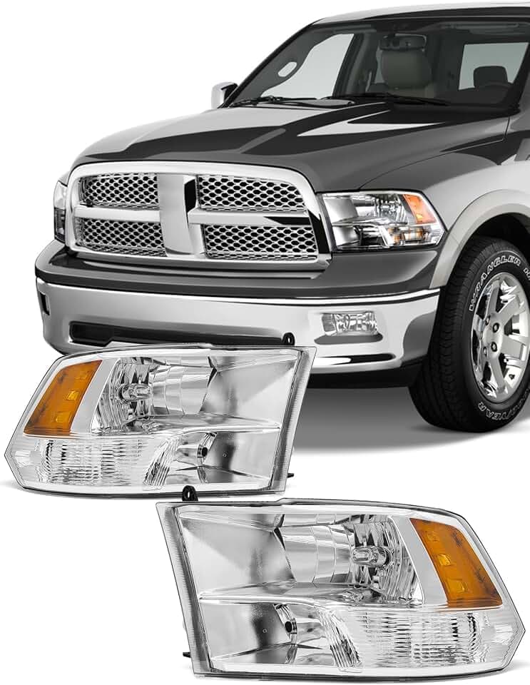 for 2009-2018 Dodge Ram Headlights Assembly Chrome Pair