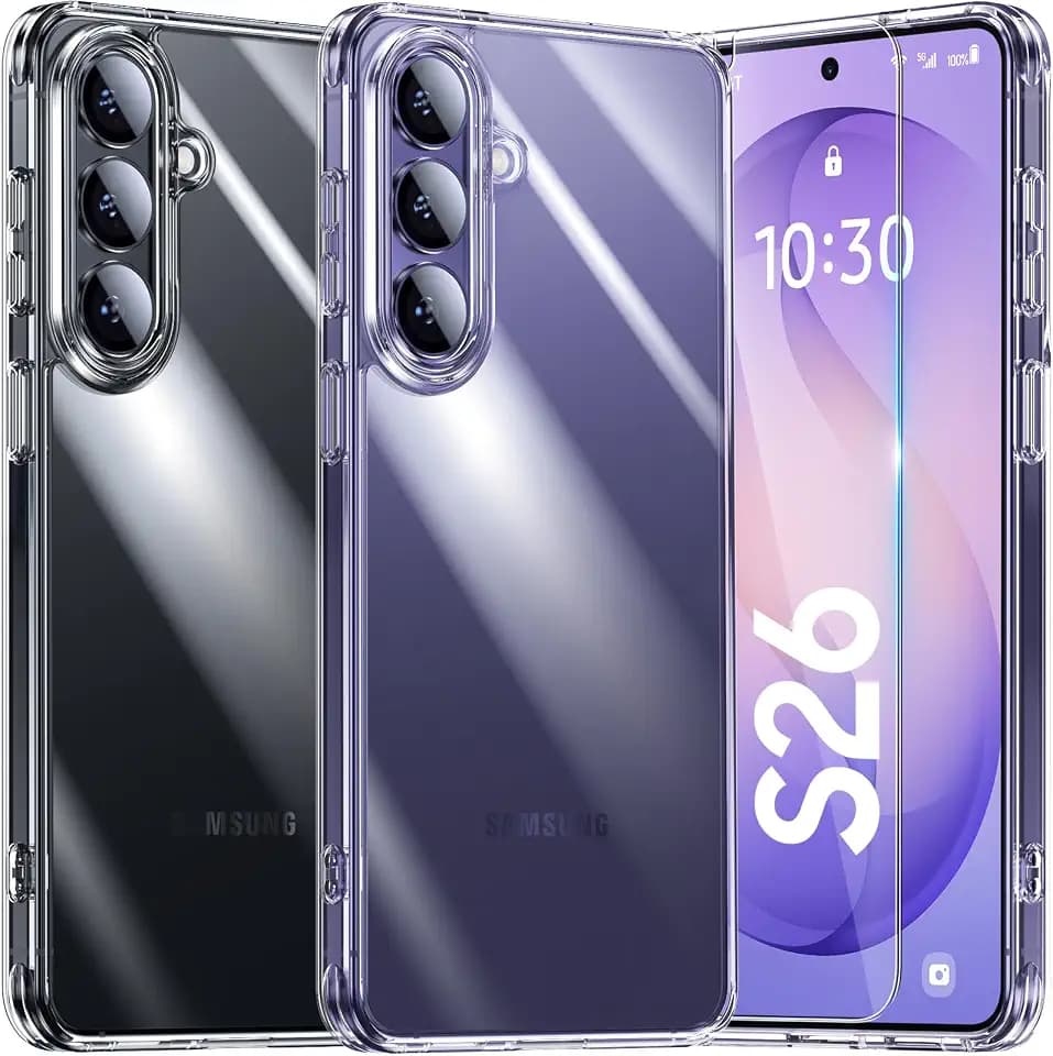 UniqueMe Hülle für Samsung Galaxy S26 - Case & 2 Folie, Transparent