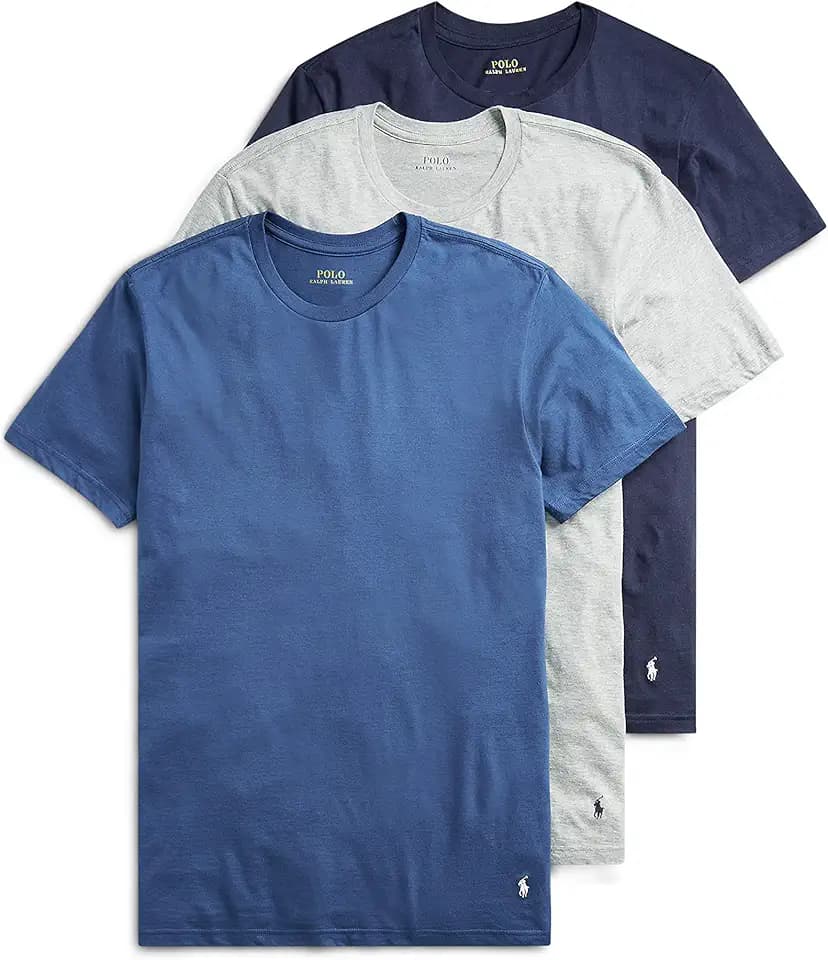 POLO RALPH LAUREN Men's T-Shirt, 3-Pack, Classic Men's Cotton Crewneck Shirts, Moisture-Wicking, (Long, Big & Tall)