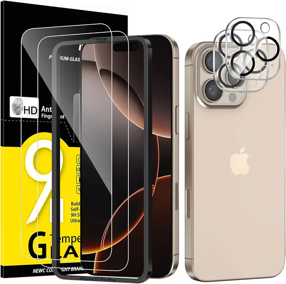 NEW'C für iPhone 16 Pro Max Panzerglas + Kameraschutz mit Montagehilfe