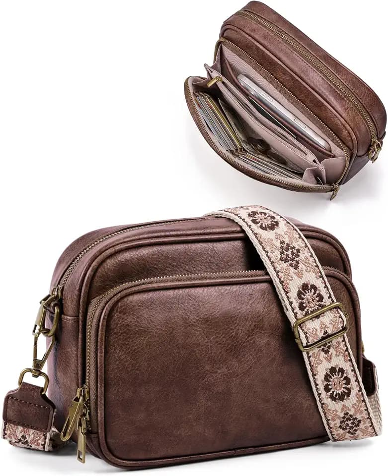 Crossbody Bags with Built-in Wallet, Anti-Theft Travel Purse with Card Slots, Trendy Vegan Shoulder Bag for Women Men