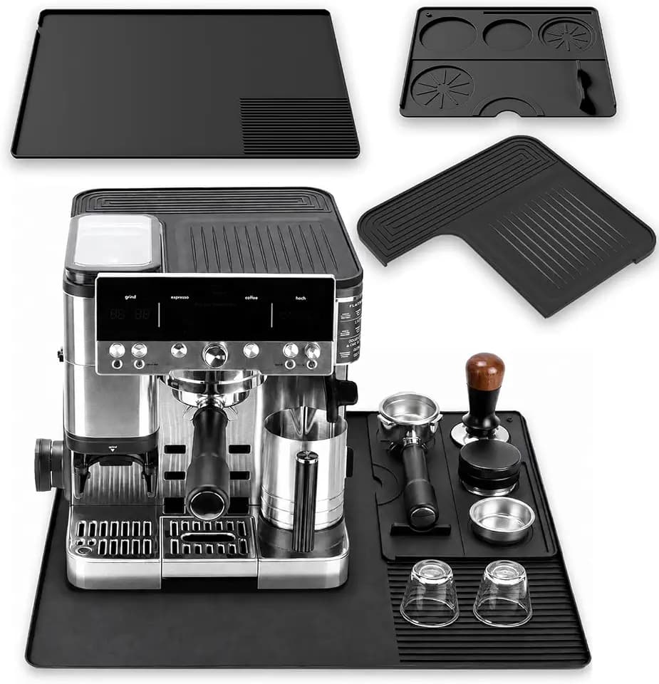 Silicone Coffee Maker Mat for Ninja Luxe ES601 & ES701: 3-in-1 Top Mat + 23.6"x15.7" Coffee Bar Mat + Espresso Tamping Mat – Food-Grade Silicone, Waterproof, Non-Slip,Heat-Resistant Coffee Accessories