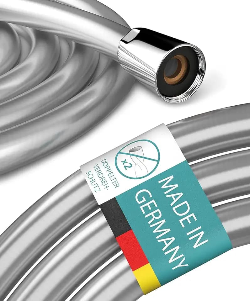 Engelbach® Duschschlauch 1,6m mit doppeltem Verdrehschutz - Brauseschlauch aus Kunststoff - Flexibel & Knickfest - Universelles ½” Anschlussmaß - Made in Germany