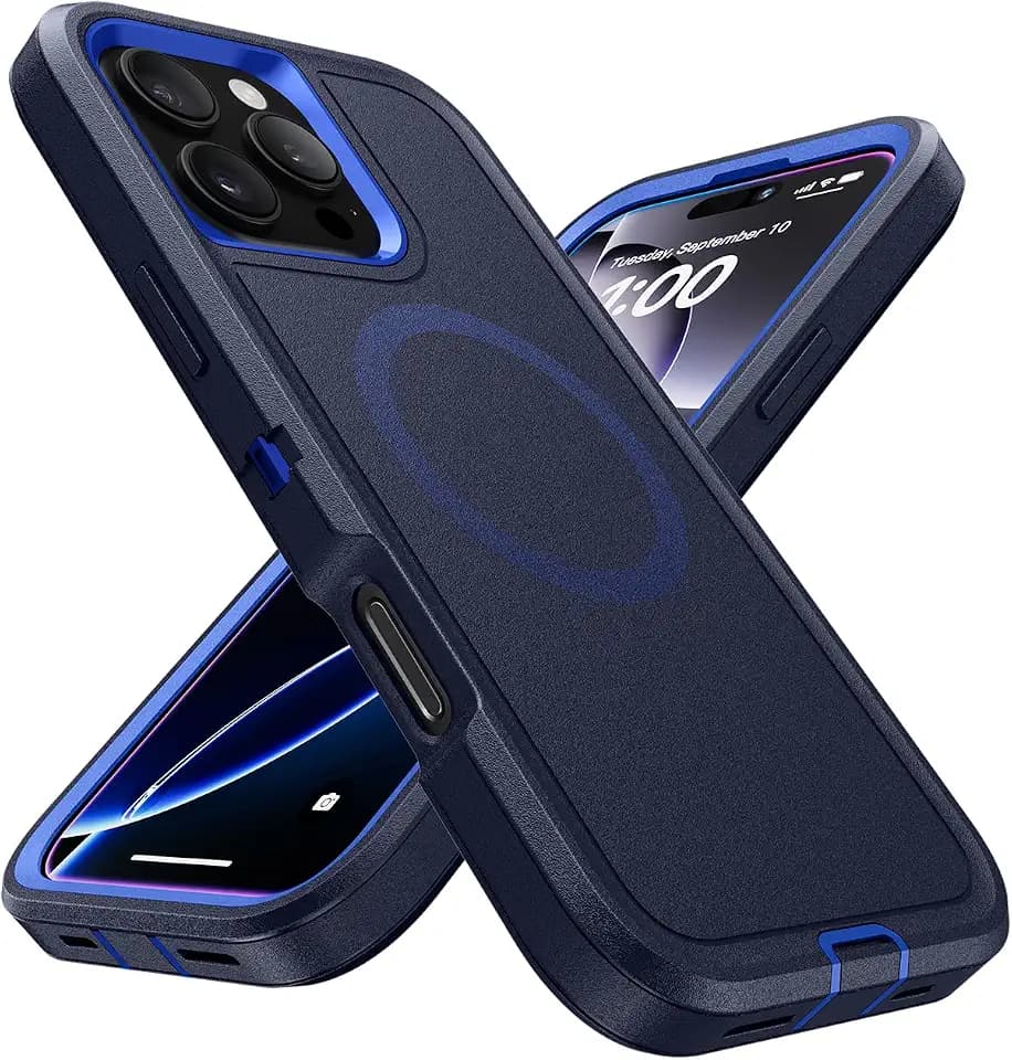 Mobnano for iPhone 16 Pro Max Case Compatible with MagSafe – Full Body Shockproof Military Grade Protective Case – Rugged Thick Cover with Magnetic Ring for iPhone 16 Pro Max 6.9" - Blue