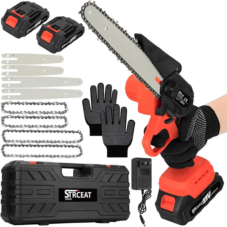 8" & 6" Mini Chainsaw Brushless,2x4.0AH Battery Portable Handheld Small Cordless Saw with 4 x Guide Plate, Electric Hand Saw Motosierra for Wood/Tree Cutting Gardening Pruning