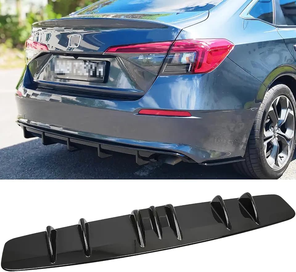 DREAMOTOR 33" Rear Diffuser Universal Rear Bumper Diffuser Lip Shark Fin