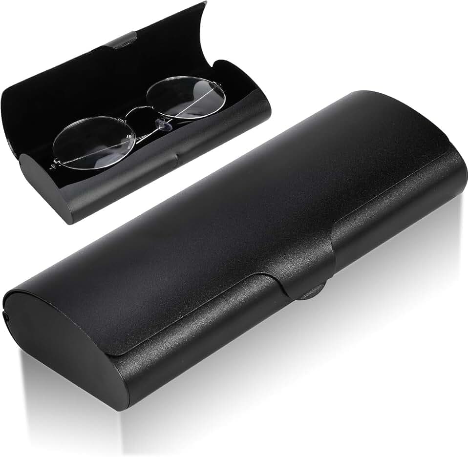 Hifot Brillenetui hardcase Aluminium, Metall Lesebrillenetui hartschalen schwarz für Damen und Herren