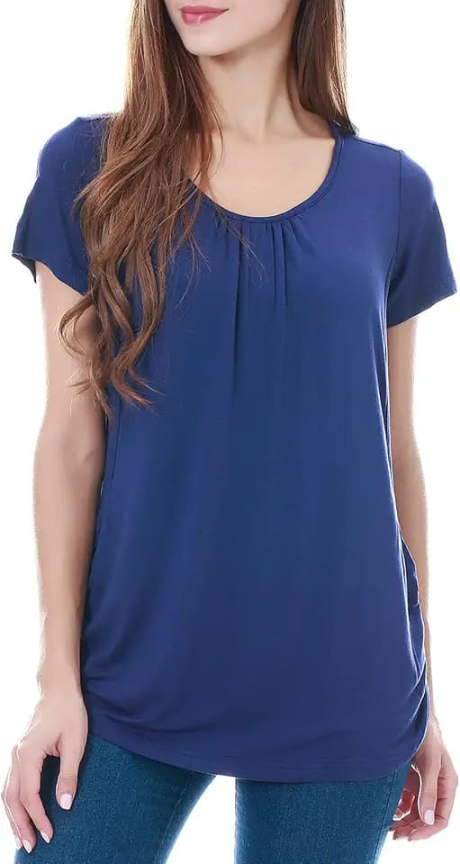 Smallshow Damen Mutterschaft Stilltop Kurzarm Umstandstop Umstandsmode Schwangerschaft Stillshirt