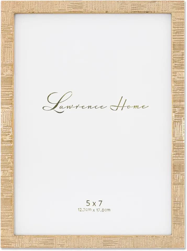 Lawrence Frames 5x7 Gold Metal Linen Pattern Picture Frame