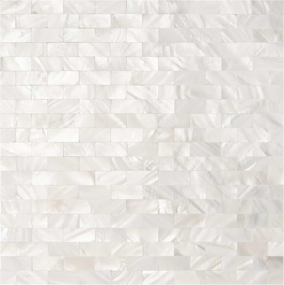 Art3d 6-Pack Peel and Stick Mother of Pearl Shell Tile for Kitchen Backsplashes, 12" x 12" White Brick