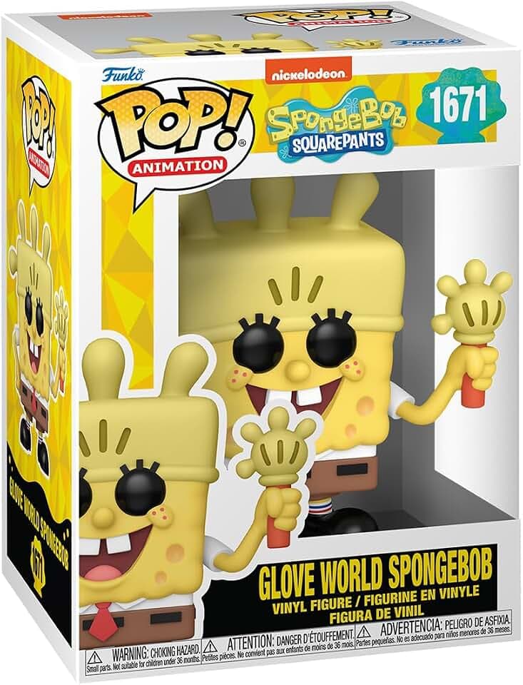 Funko POP! TV: Spongebob Squarepants 25th - Spongebob with Glove Light | Offizielles Cartoon/Animation Merch - Vinyl Sammelfigur als Regal Deko - Geschenkidee zum Geburtstag für Fans und Sammler