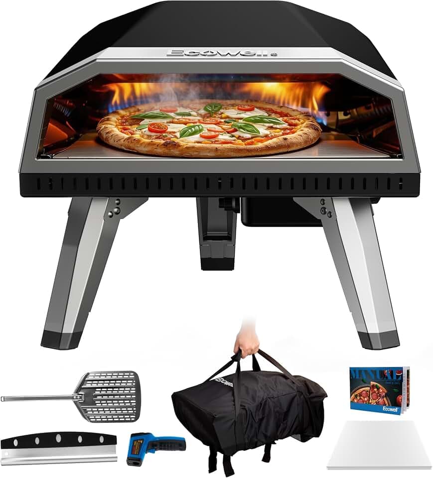 ECOWELL 12 inch Gas Pizza Oven Outdoor Propane, Portable Pizza Oven