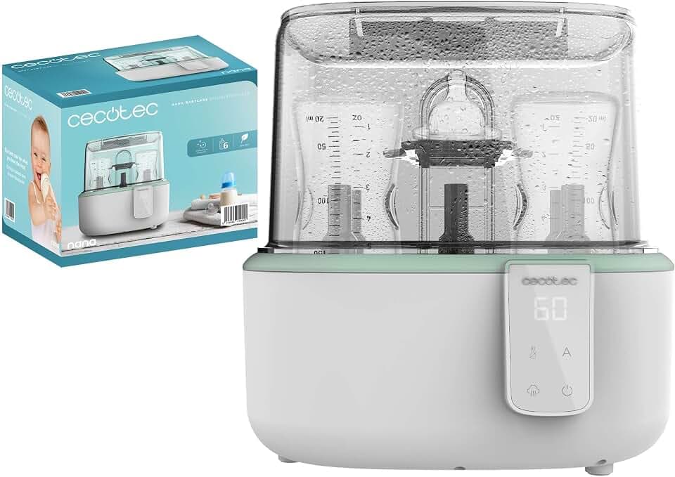 Cecotec Digitaler Sterilisator für bis zu 6 Fläschchen Nana BabyCare DigitalSterilizer, mit Saugerhalter, 8 Minuten Sterilisation und BPA-frei