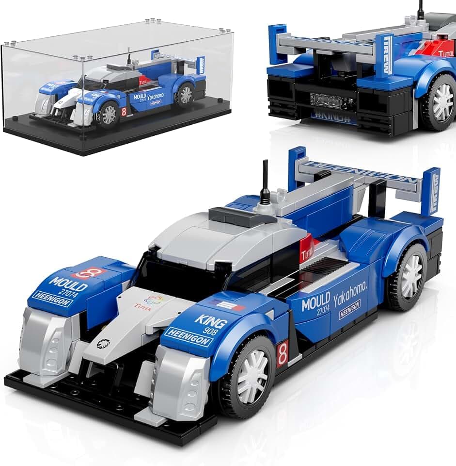 Mould King 27074 Technik Speed Champion klemmbausteine Auto Supersportwagen Bausteine Sets 908RC Rennwagen Klemmbausteine mit Acryl Vitrine Geschenke für Erwachsene(353 Teile)