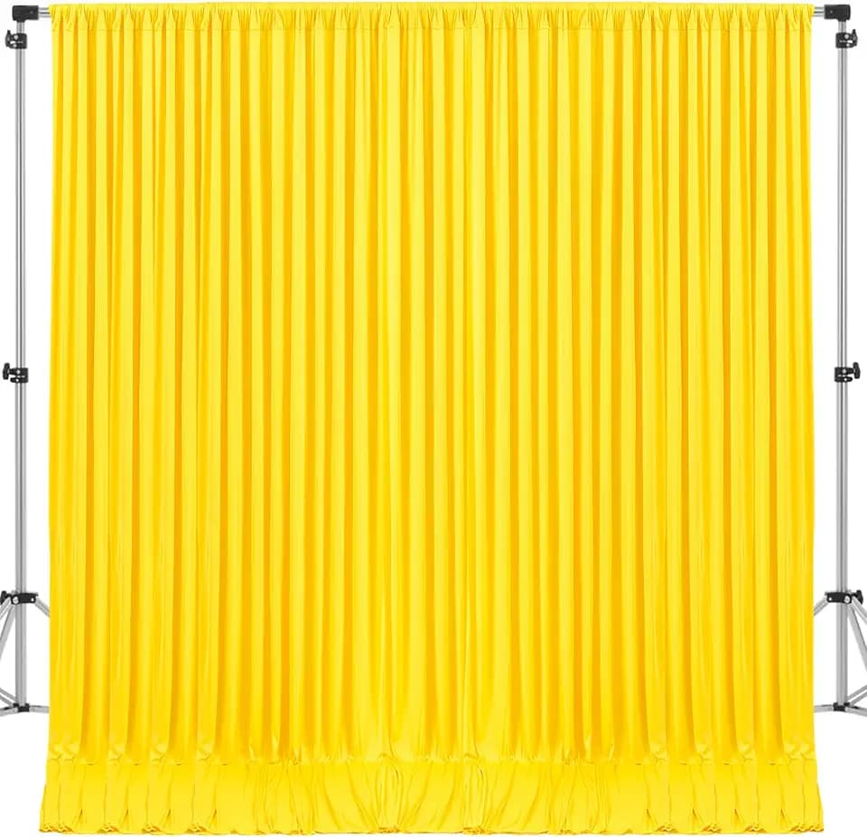 10x10ft Yellow Backdrop Curtain for Wedding Parties Wrinkle Free Fabric Yellow Drapes Photo Backdrops Decoration for Baby Shower Birthday Background Photography 2 Panels, 5ft x 10ft