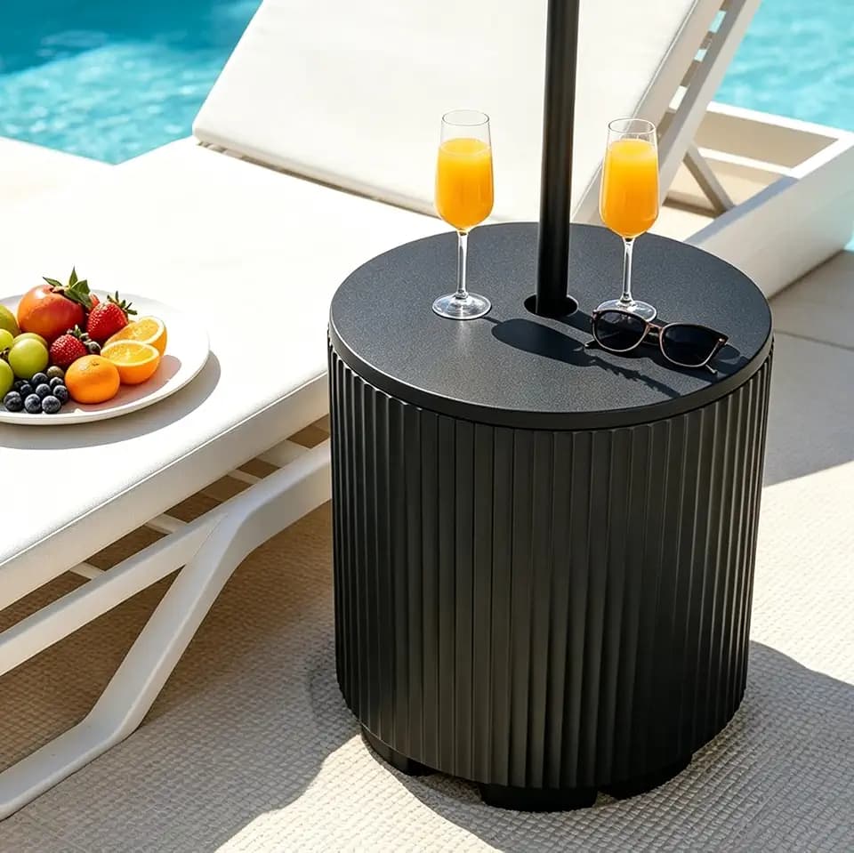 NicBex Outdoor Umbrella Base Table with 1.5 Inch Pool Side Hole,Black