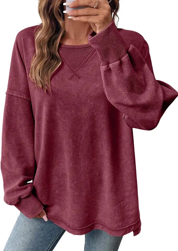 SHEWIN Women's Long Sleeve Crewneck Sweatshirt