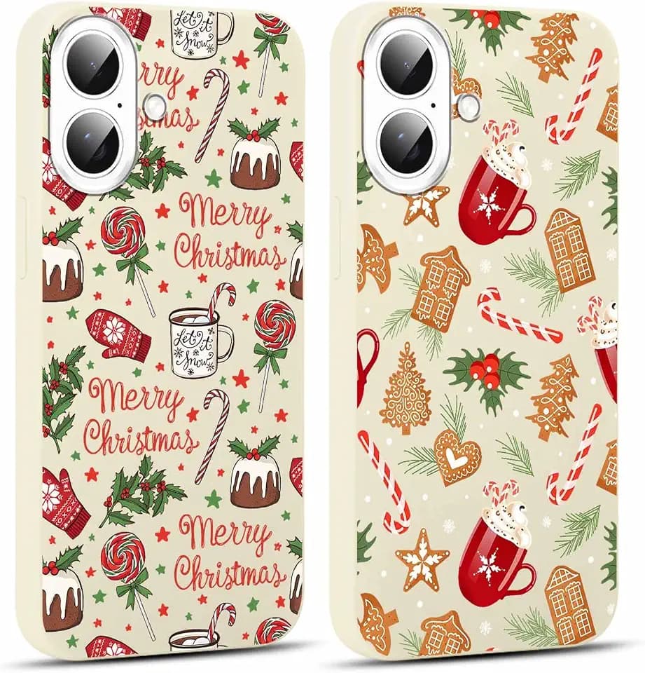 2 Pack Merry Christmas Candy Phone Case for iPhone 16 Plus 6.7"