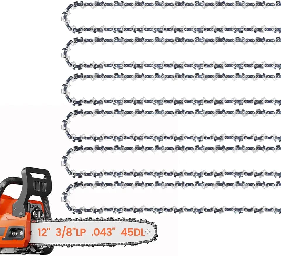 6 Pack 12 Inch Chainsaw Chain 3/8" LP Pitch .043" Gauge 45 Drive Links