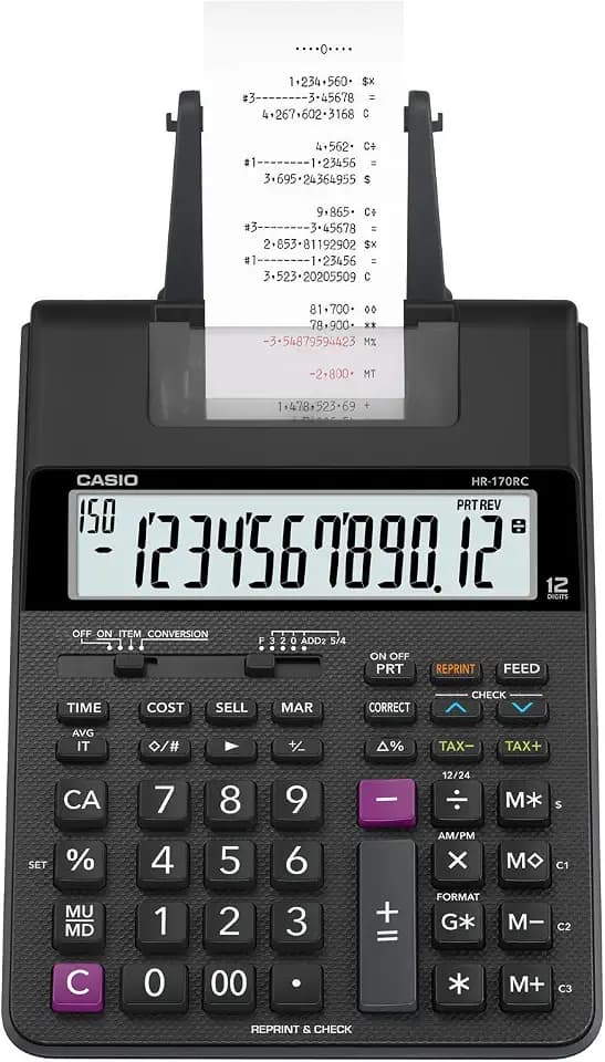Casio HR-170RC Plus Mini Desktop Printing Calculator, Assorted