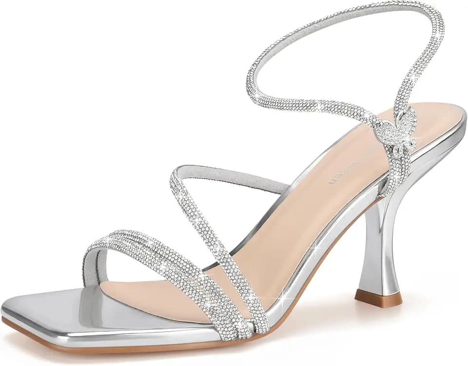 Women's Strappy Kitten Heels Square Open Toe Sandals Party Wedding Ankle Strap Shoes