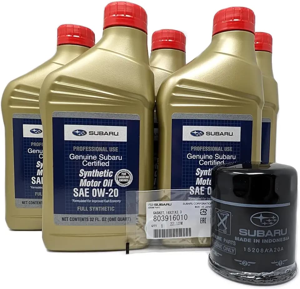 Subaru Forester Outback Impreza Ascent Legacy Crosstrek Oil Change Kit - Filter - Gasket - & 5 Qts Synthetic Motor Oil SAE 0W-20 - Genuine OEM