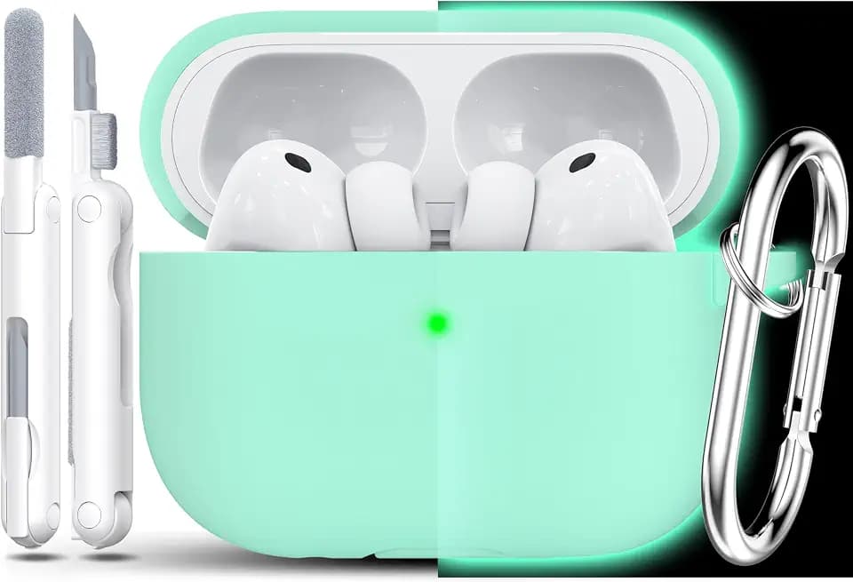 RFUNGUANGO Silicone Protective Case for AirPods Pro 3, Night Glow Blue