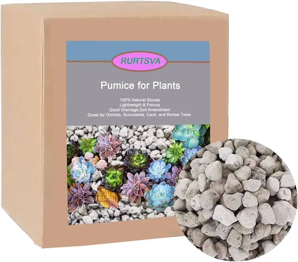 Rurtsva Horticultural Pumice for Plants 10QT, Natural Organic Pumice Stones for Succulent Cactus Bonsai Tree Orchid Potting Mixed, Improves Soil Aeration and Drainage, Promotes Root, Gray